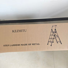 Load image into Gallery viewer, KEZHITU Step ladders made of metal Sturdy steel step stool with safety lock, handrails, and wide, non-slip treads.