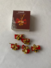 Load image into Gallery viewer, couah Christmas tree ornaments Red and gold bow and bell ornaments
